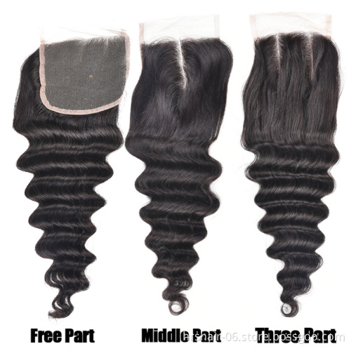 3 Bundles Curly Loose Deep Wave with 4x4 Lace Closure Remy Unprocessed Virgin Brazilian Hair